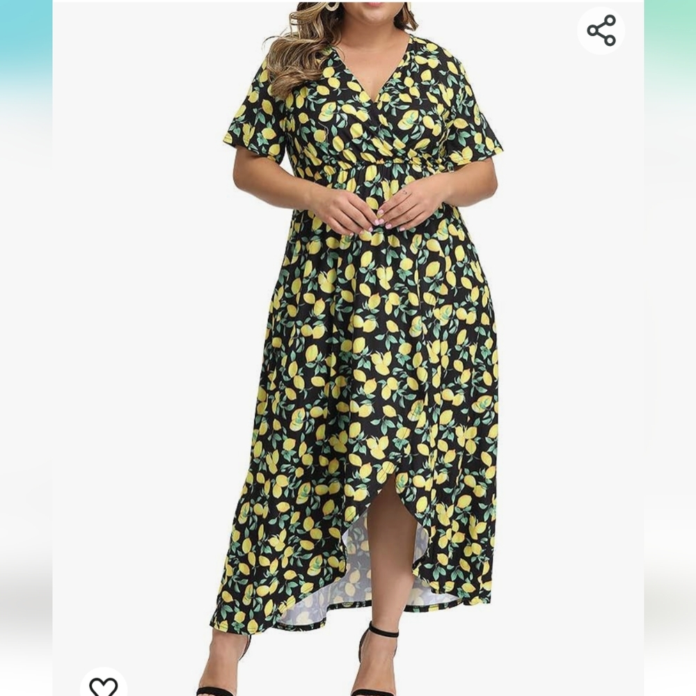Flowy high-low Lemon print dress